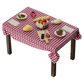 Tavolo con cibo 15x15x10 cm presepe Napoli fai da te
