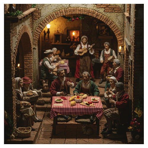 Tavolo con cibo 15x15x10 cm presepe Napoli fai da te 2