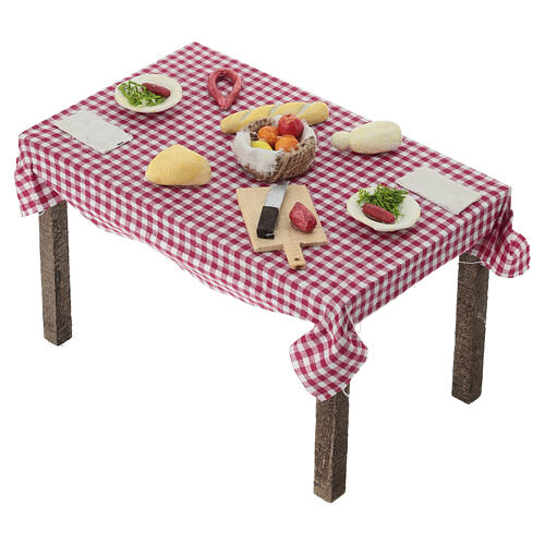 Tavolo con cibo 15x15x10 cm presepe Napoli fai da te 3