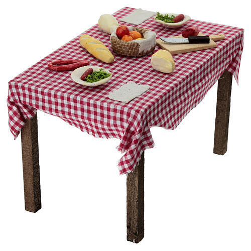 Stół z żywnością 15x15x10 cm szopka z Neapolu zrób to sam 3