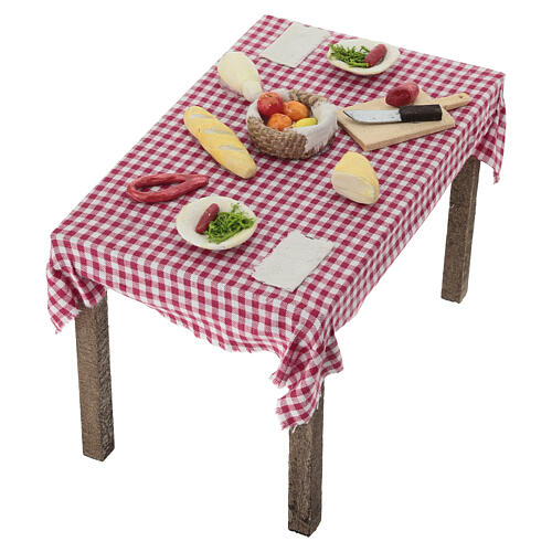 Stół z żywnością 15x15x10 cm szopka z Neapolu zrób to sam 4