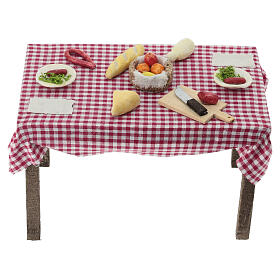 Mesa cheia de alimentos 15x15x10 cm personalização presépio napolitano