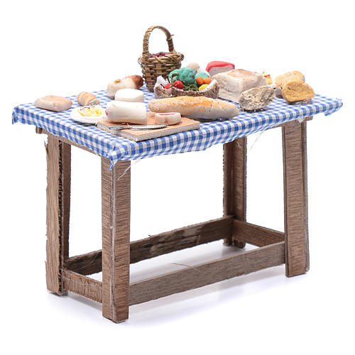 DIY neapolitan nativity scene table with food 15x15x10 cm 3