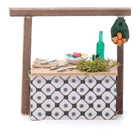 Cibo in miniatura presepe: Banco fichi d'india e bottiglia per presepe 10x10x5 cm