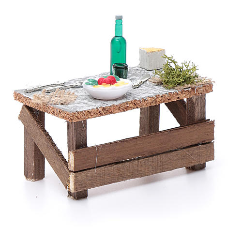 Banchetto piatto e posate 5x10x5 cm per presepe 3