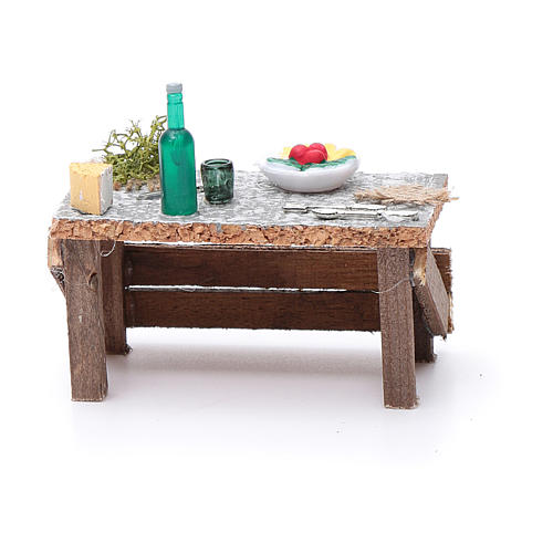 Banchetto piatto e posate 5x10x5 cm per presepe 4