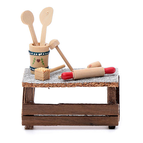 Desk with kitchen tools for nativity scene 1