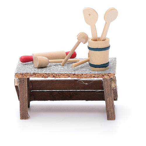 Desk with kitchen tools for nativity scene 4