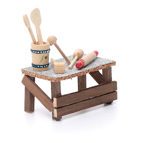 Desk with kitchen tools for nativity scene 3