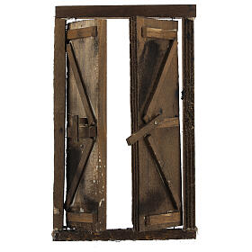 Drzwi wejściowe z drewna 2 skrzydła i futryna 20x15 cm szopka z Neapolu