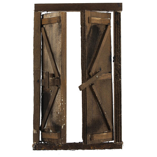 Portão de madeira duplo e caixilho 20,8x13,5x1 cm presépio Nápoles 2