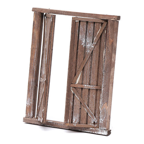 Portón con marco y dos puertas madera 15x15 cm belén Nápoles 2