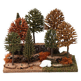 Wood with 8 small trees 20x25x20 cm for Nativity Scene 7-10 cm