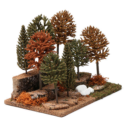 Wood with 8 small trees 20x25x20 cm for Nativity Scene 7-10 cm 3