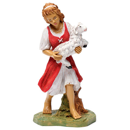 Frau mit Schaf in Armen 30cm für Krippe 1