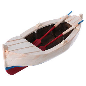 White and red rowboat for Nativity 10 cm