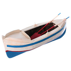 Barca de madeira com remos para presépio com figuras de 12 cm