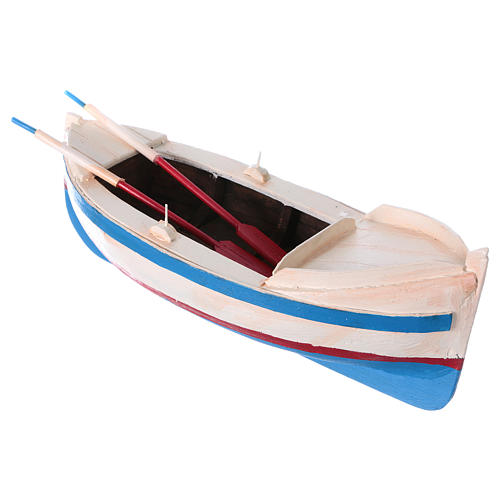 Barca de madeira com remos para presépio com figuras de 12 cm 3