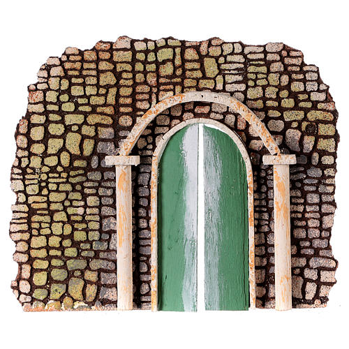Stone wall with door for Nativity scene 20x15 cm 1
