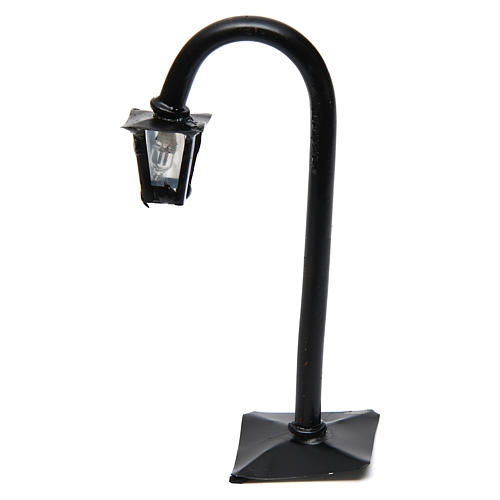 Curved Lamppost with Lantern real h 11 cm - 12V 1
