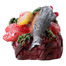Comida em Miniatura para Presépio: Cesta com peixe 3x5x3 cm para presépio