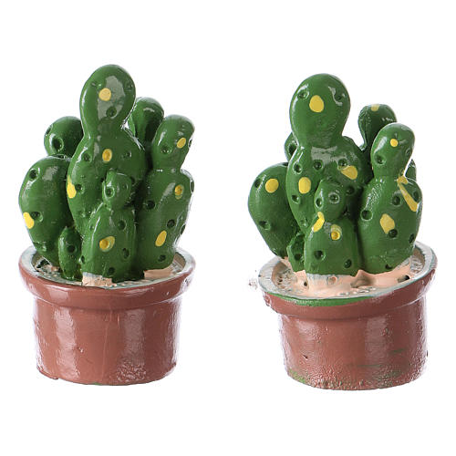 Conjunto 2 vasos com planta 3x2x2 cm resina para presépio 2