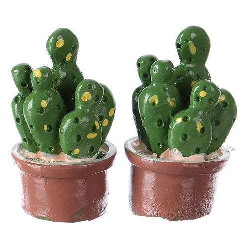 2 Cacti Plant Set 3x2x2 cm in Resin for Nativity 1