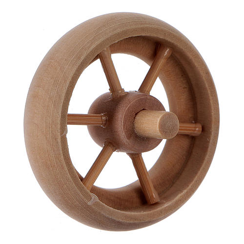 Roda para carrinho presépio madeira clara diâm. 3,8 cm 3
