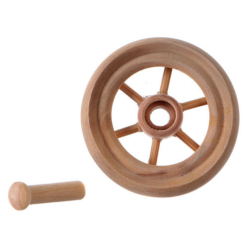 Roda para carrinho presépio madeira clara diâm. 3,8 cm 4