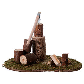 Cenário lenhador e troncos para presépio com figuras de 15 cm de altura média