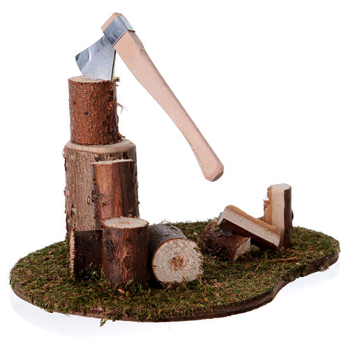 Cenário lenhador e troncos para presépio com figuras de 15 cm de altura média 1