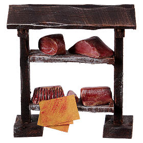 Étal viande en bois 9x8,5x4 cm pour crèche de 7-8 cm