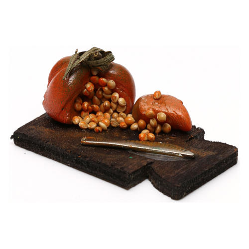 Cutting board with pumpkin, Neapolitan Nativity scene 24 cm 2