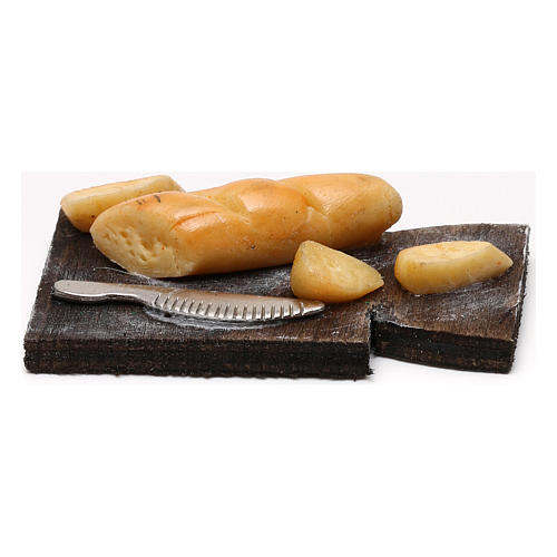 Planche à découper avec pain en tranches crèche napolitaine 24 cm 1
