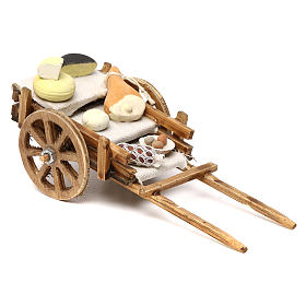Crèche Napolitaine: Charrette avec charcuterie et fromages crèche napolitaine 8 cm
