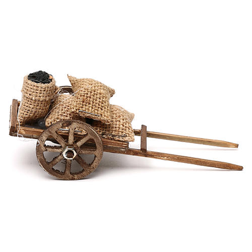 Carro con sacos de carbón 8 cm belén napolitano 3
