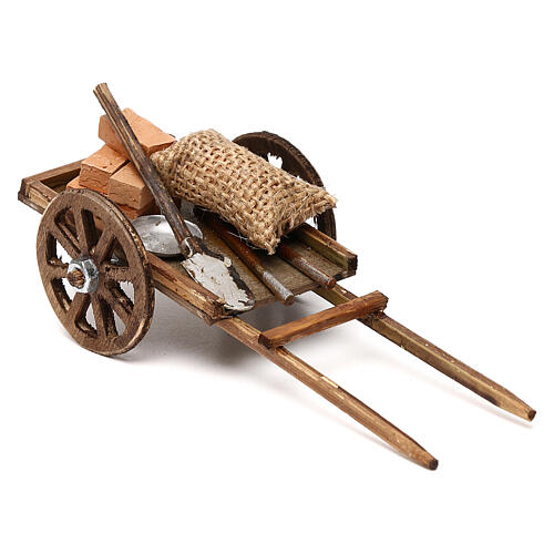 Wooden cart with bricks, 8 cm Neapolitan nativity scene accessory 1