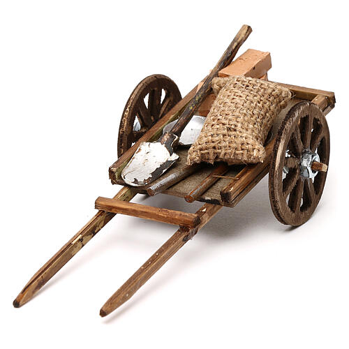 Wooden cart with bricks, 8 cm Neapolitan nativity scene accessory 2