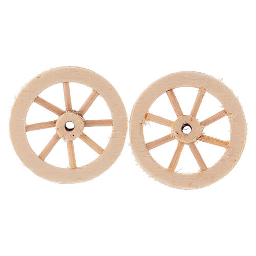 Wood wheels, set of 2, 3.5 cm 1
