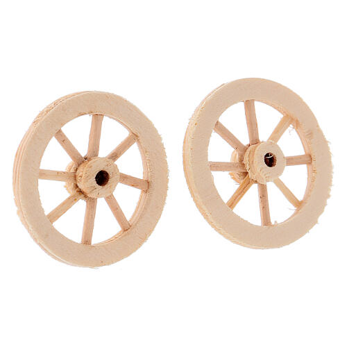 Wood wheels, set of 2, 3.5 cm 2