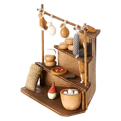 Bench with cold cuts, dairy products and food products for Neapolitan Nativity scene of 10 cm 2