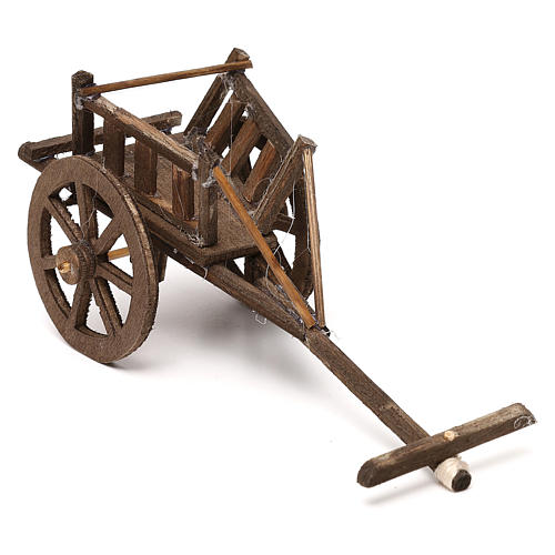 Carrinho para forragem em madeira para presépio napolitano com figuras de 12 cm de altura média 2