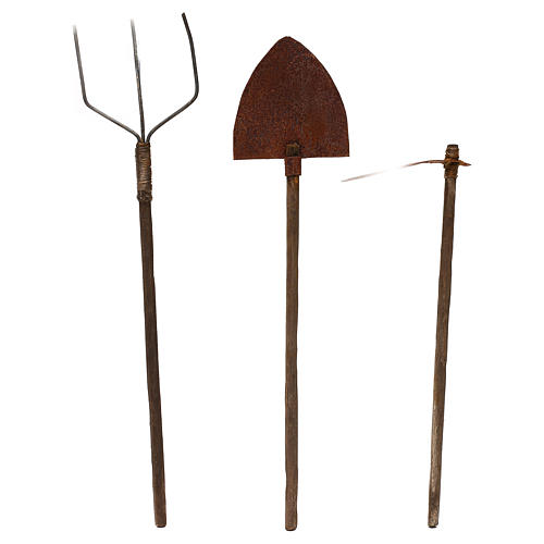 Utensílios de jardinagem 3 modelos para presépio napolitano com peças de 22 cm de altura média metal e madeira 1