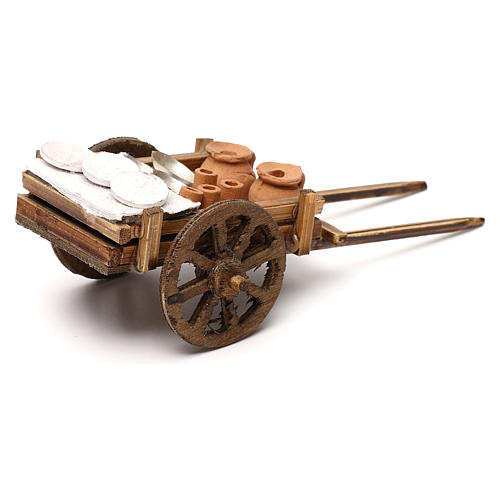 Wooden cart with jars, 8 cm Neapolitan nativity 4