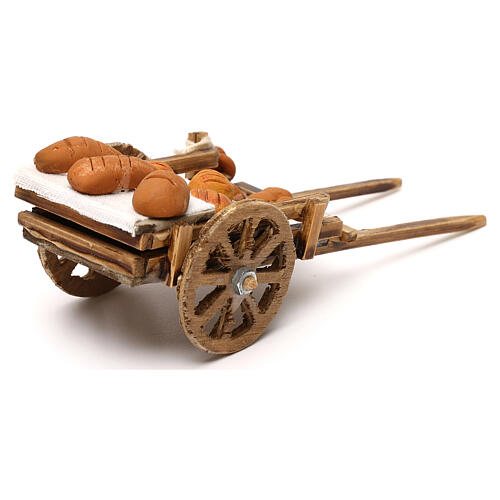 Wooden cart with bread, 8 cm Neapolitan nativity scene 4