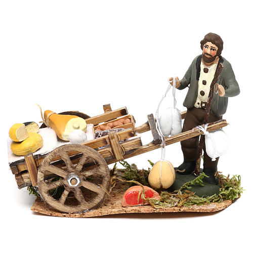 Cheese cart with vendor scene, 8 cm Neapolitan nativity 1