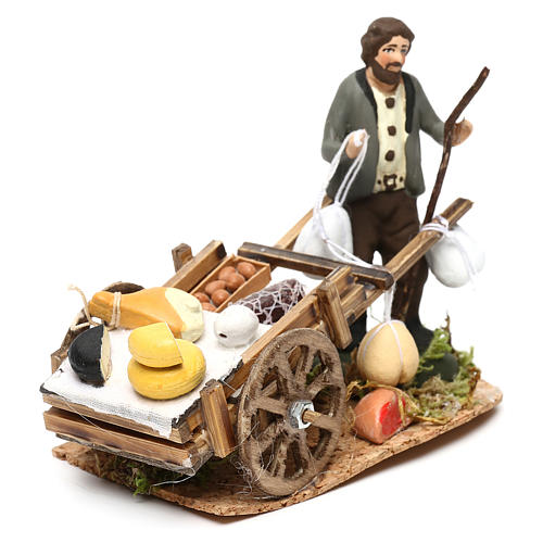 Cheese cart with vendor scene, 8 cm Neapolitan nativity 2