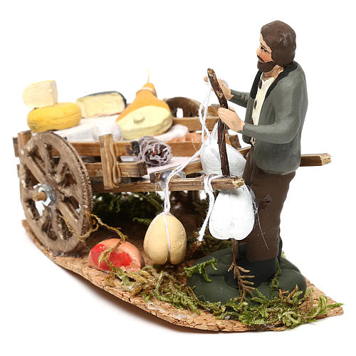 Cheese cart with vendor scene, 8 cm Neapolitan nativity 3