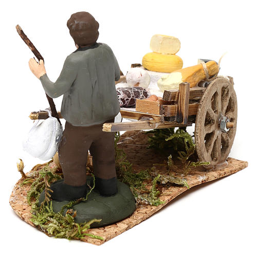 Cheese cart with vendor scene, 8 cm Neapolitan nativity 4