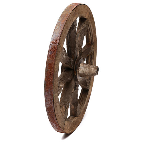 Pair of wheels for carriage in wood 20 cm 2